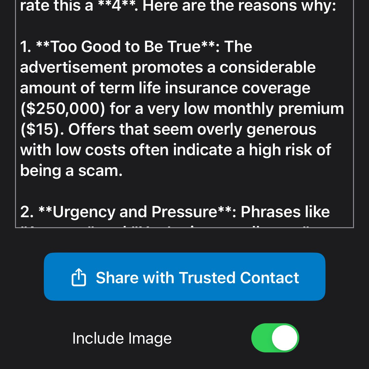 Share results with trusted contact